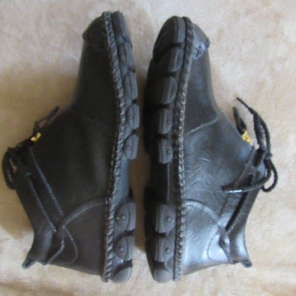 NWOT Men\'s Black Leather Hand-stitched Comfort Ankle Boots Size 9